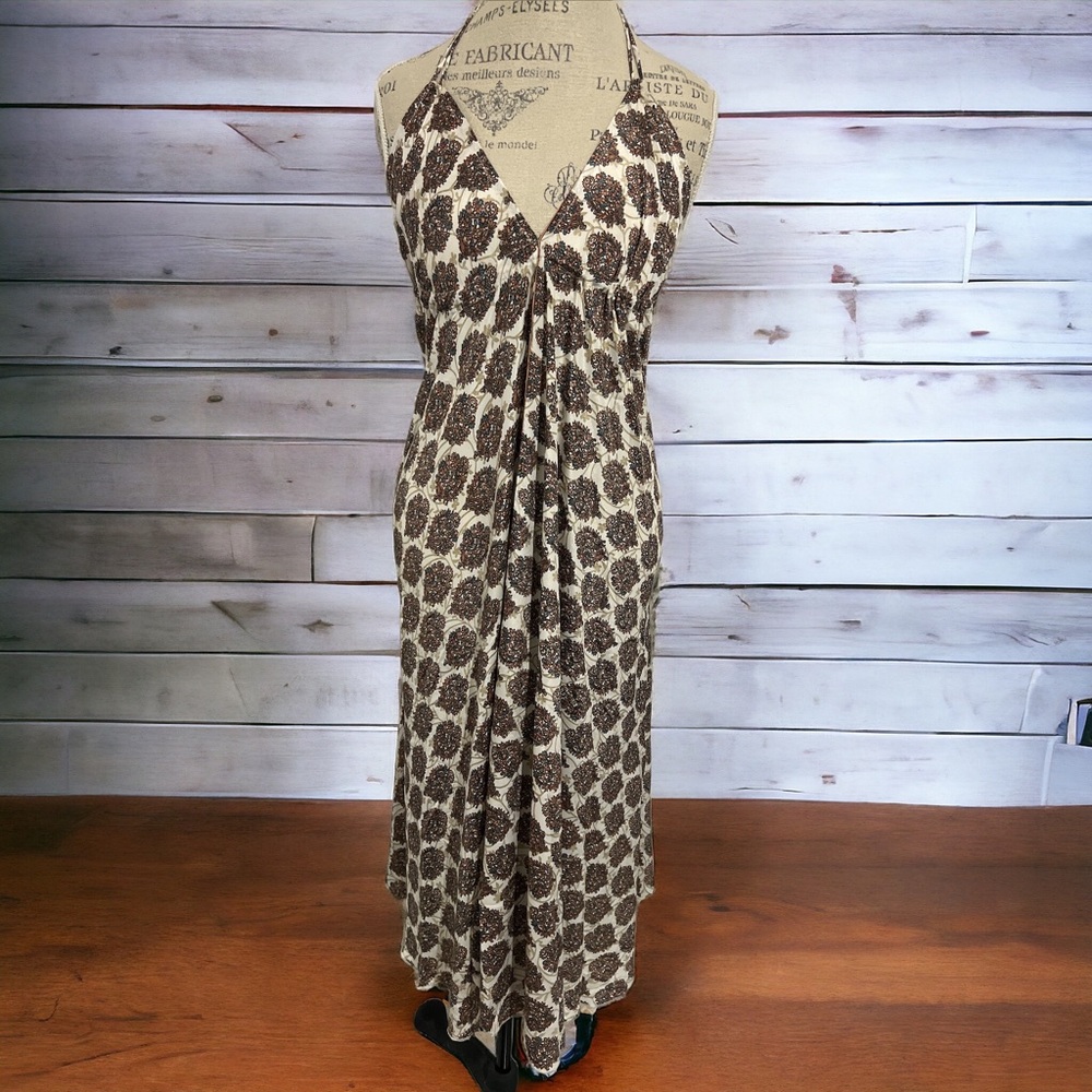 Natura floral halter dress size M poliéster fabric.